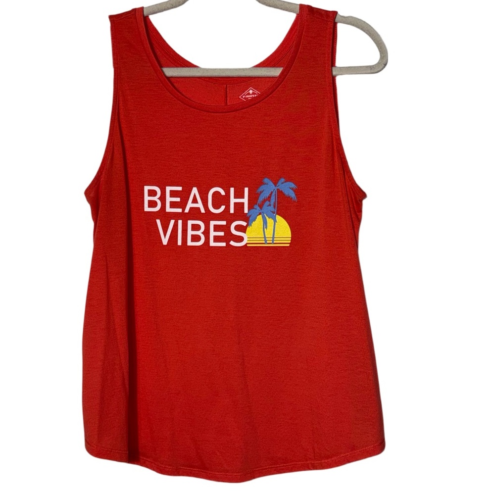 St. John's Bay Orange ‘Beach Vibes’ Tank Top Sz Petite Large